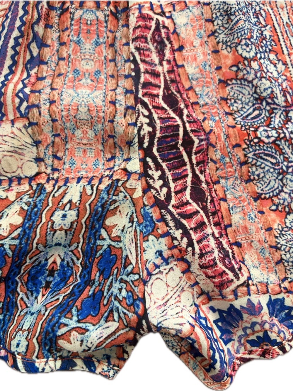 Heartloom Coral & Blue Printed Sleeveless V-Neck Romper with Back Tie - Picture 4 of 16
